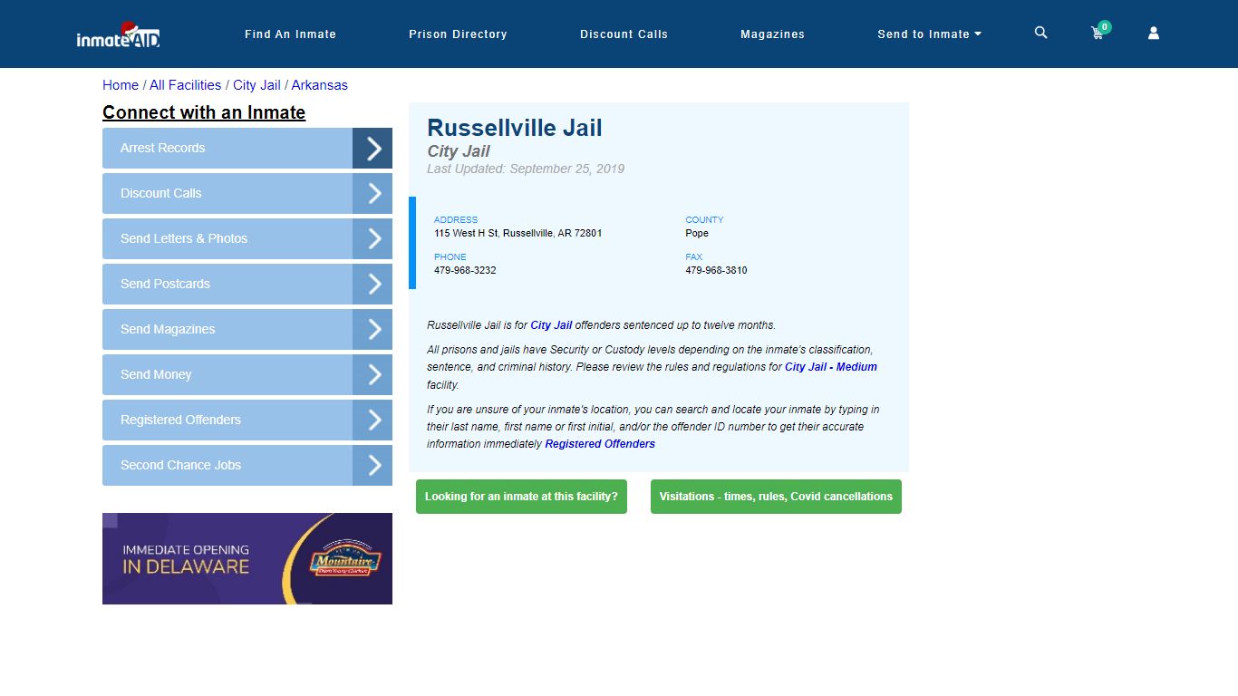 Russellville Jail | Inmate Locator
